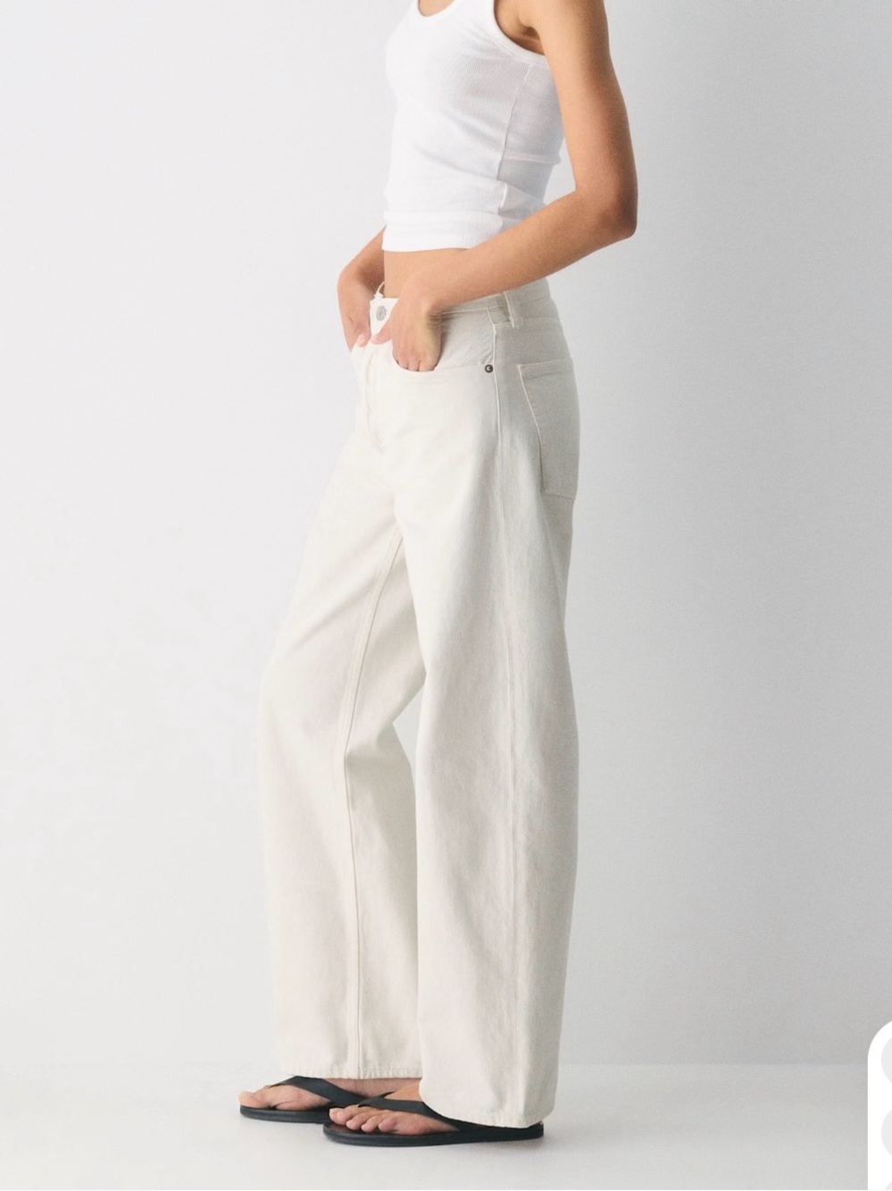Agolde ARC Cream Wide-Leg Boyfriend Jeans
